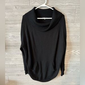 Fate‎ Womens Black Cowl Neck Oversized Sweater Kangaroo Pocket Tunic Large